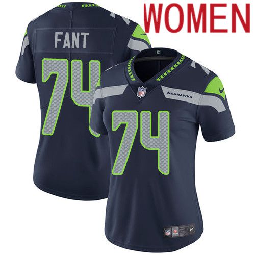 Women Seattle Seahawks 74 George Fant Nike Navy Vapor Limited NFL Jersey